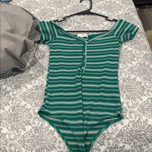 Stripes green body suit